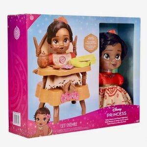 Disney Princess Moana Baby Doll with Royal Highchair Feeding Set